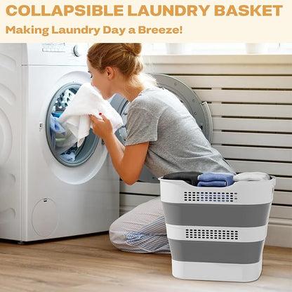 43L+43L Collapsible Laundry Baskets plastic, Pop Up Laundry hamper/Storage - Image 2