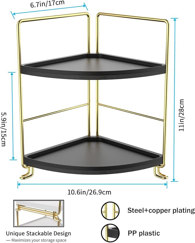 FSyueyun 2-Tier Corner Bathroom Counter Organizer, Tool-Less Installation - Image 2