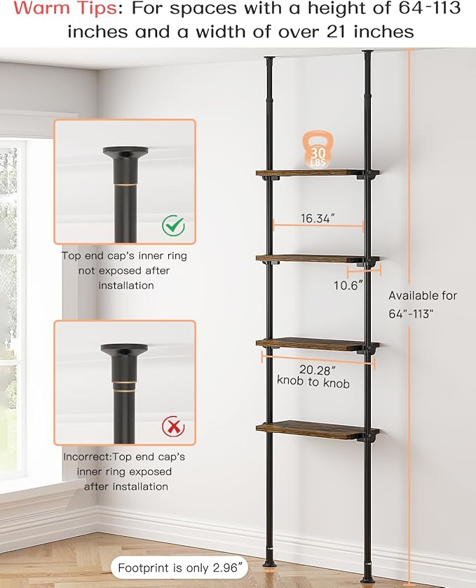 ALLZONE Adjustable Tall Narrow Bookshelf - Image 2