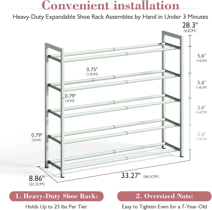Bumusty 5-Tier Expandable Shoe Rack - Image 3