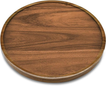 13" Acacia Wood Lazy Susan Organizer Kitchen Turntable - Image 2