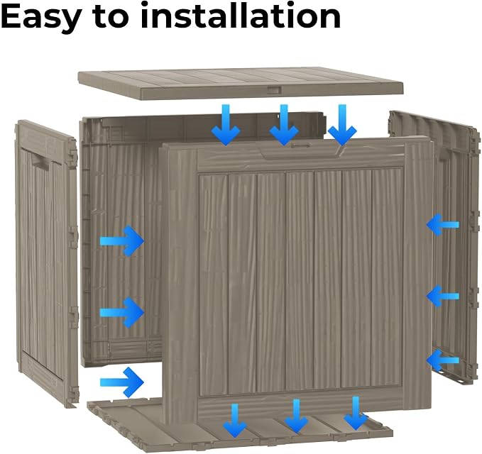 35 Gallon Outdoor Storage Box Waterproof Lockable Resin Deck Box Large - Image 5