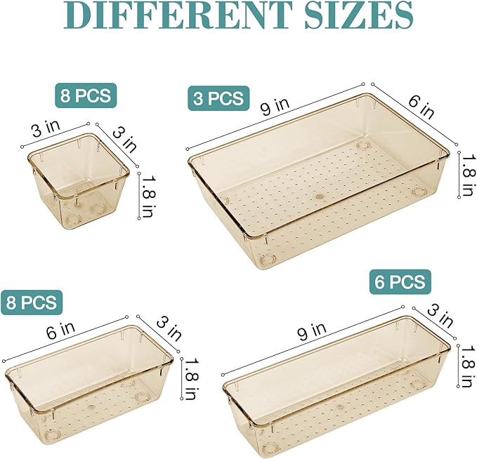 25 PCS Drawer Organizer Set, 5 Varied Size Bathroom and kitchen Drawer cabinet - Image 2