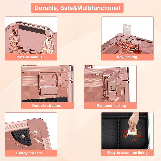 Makeup Box with Led Mirror, Travel Train Hard Case with Rechargeable Mirror - Image 6