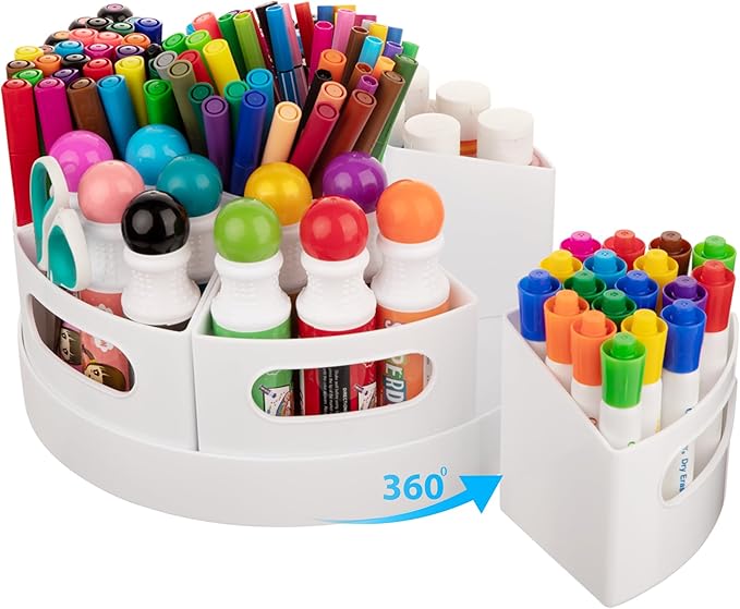 Art Supplies Organizer, Extra Large 360° Rotating Desk Organizer by CraftGenesTools