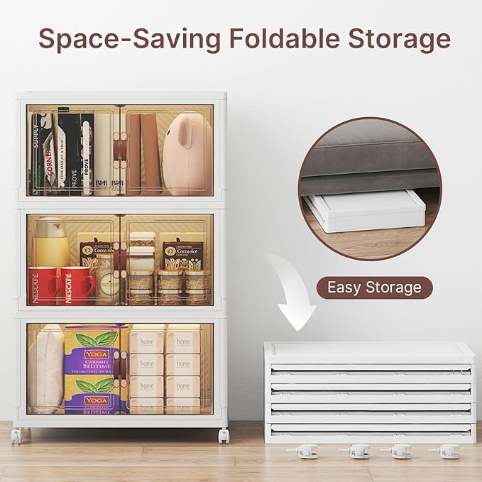 Stackable Storage Bins with Lids, Large Collapsible Storage Bins with Wheels - Image 4