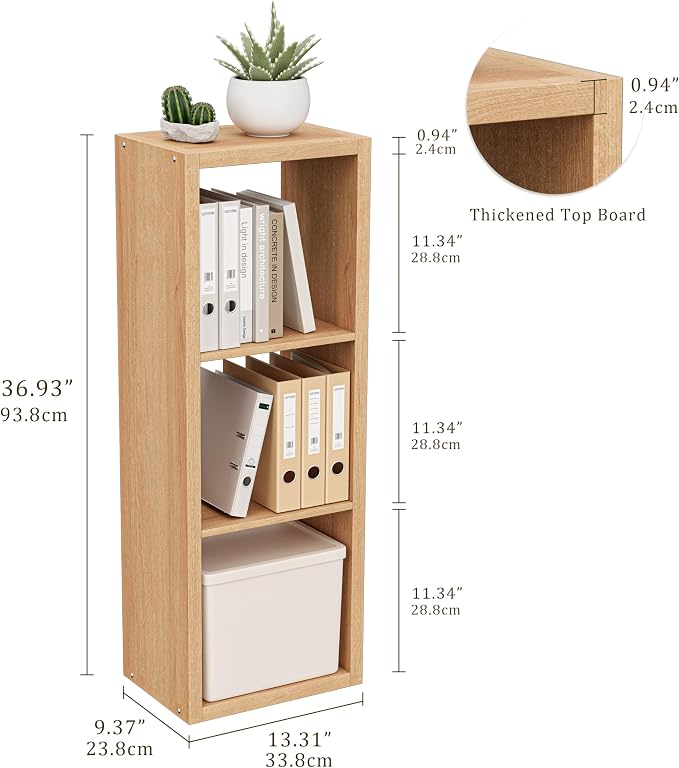 Cube Storage Organizer Bookcase, 3 Tier Decorative 11 inch Open Back Cubical - Image 3