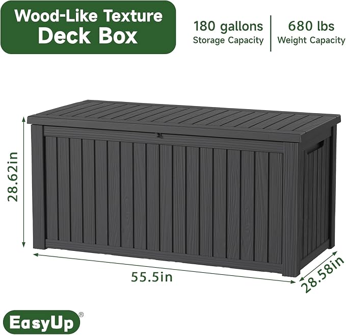 180 Gallon Deck Box, Resin Outdoor Storage Box - Image 2