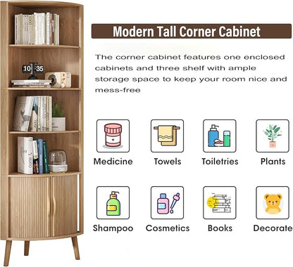 Corner Cabinet, 66.73'' Tall Modern Corner Bathroom Storage Cabinet - Image 6