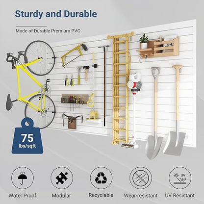 Slatwall Panel 8 FT x 4 FT, Interlocking Slat Wall Paneling, Wall Mounted PVC - Image 3