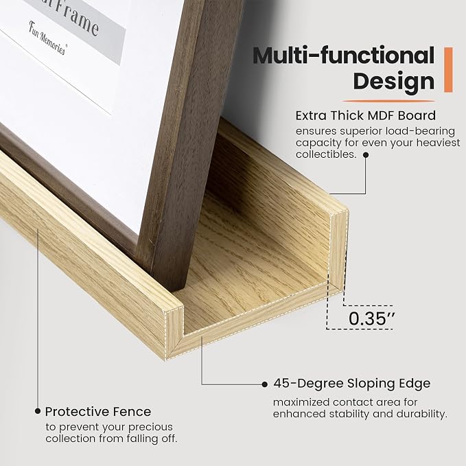 Fun Memories Picture Ledge Shelf, 16 Inch Long Floating Shelves Set of 6 - Image 4