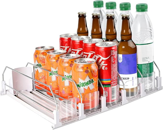 Drink Organizer for Fridge, 16.5” D Soda Can Fridge Drink Organizer, by Faburo