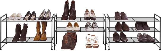 Simple Houseware 3-Tier Stackable Mesh Shoe Rack - Image 3