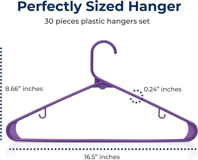 SereneLife 30 Pack Plastic Clothes Hangers – Ultra Lightweight Slim Non Slip - Image 2