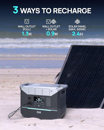 DaranEner Portable Power Station 1382.4Wh LiFePO4 Battery, 1800W Solar Generator - Image 3