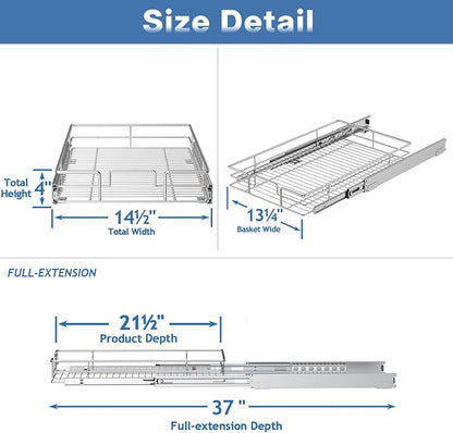 Pull Out Cabinet Organizer 14½" W x 21½" D, Heavy Duty Cabinet Pull Out Shelves - Image 3