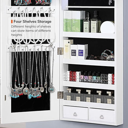 GISSAR Full Length Mirror Jewelry Cabinet, 6 LEDs Jewelry Armoire Wall Mounted - Image 8