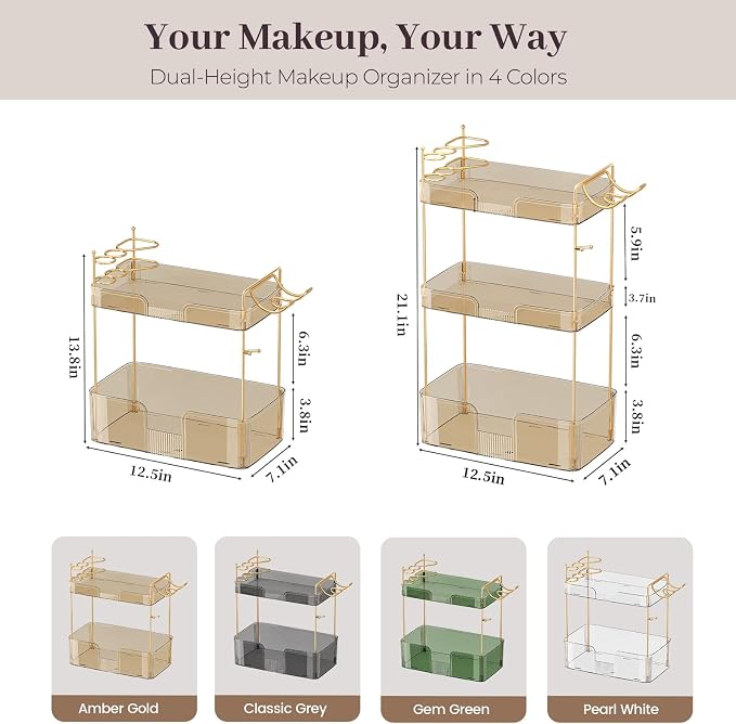 Aveniee Bathroom Counter Organizer, 3 Tier Skincare Perfume Countertop Storage - Image 6