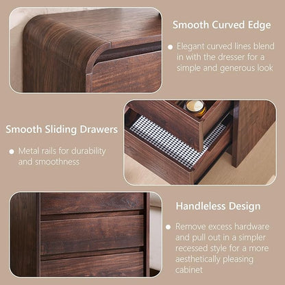 25" Tall Modern Nightstand Set of 2, 23.6" Wide Wood Bedside Table - Image 6
