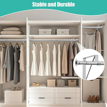 Closet Rod, 16 to 51 Inch Closet Rods Heavy Duty Adjustable Wardrobe Poles - Image 3