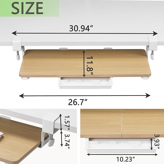 ETHU Keyboard Tray Under Desk, 26.77" X 11.81" Large Size Keyboard Tray - Image 2
