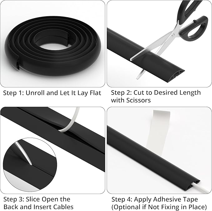 ZhiYo 5.6ft Cord Covers for Wires on Floor, Cord Hider Floor Hide Extension - Image 5