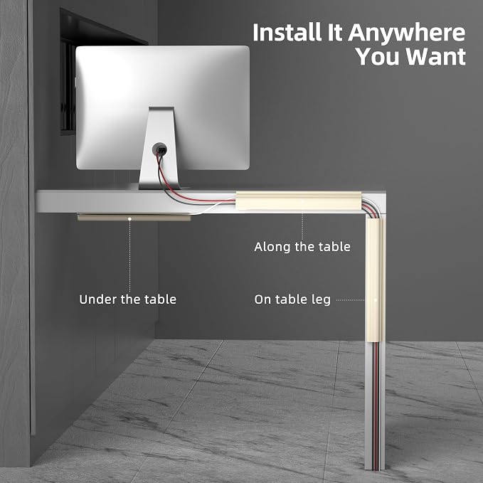 YECAYE 94.2 in Cable Management Under Desk, Easy Install Adhesive Mount Cord - Image 3