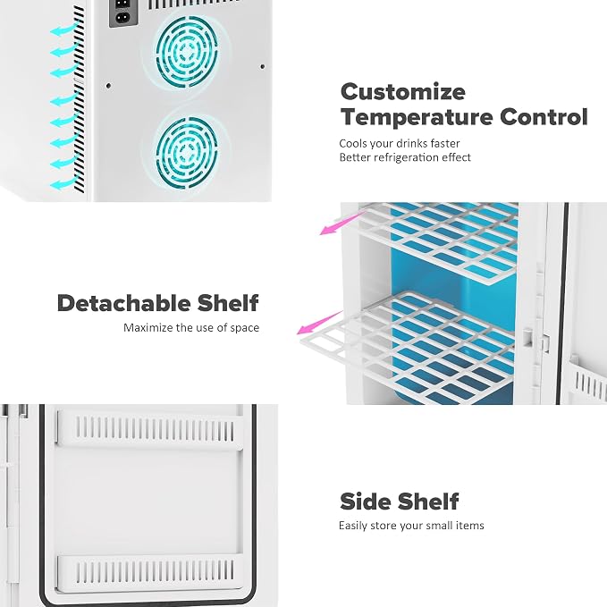 22L/30Cans Mini Fridge for Bedroom, 12v DC Portable Cooler & Warmer, Mini - Image 5