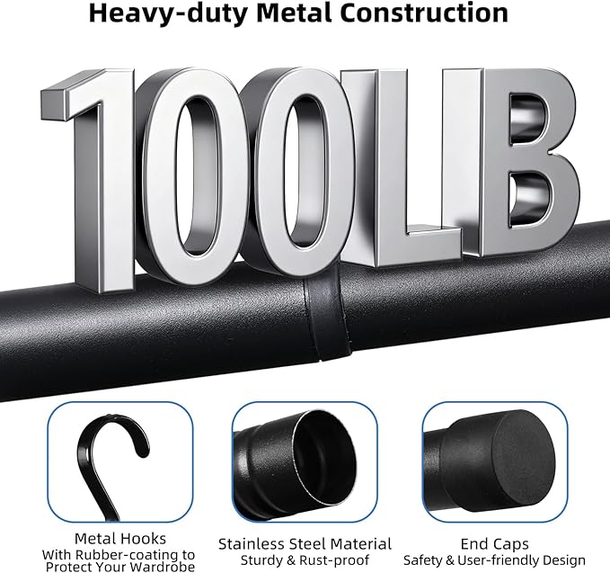 Hanging Closet Rods, Adjustable Height & Width Closets Bar Lower Extender - Image 4