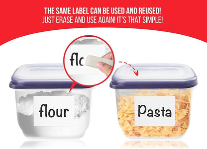 MESS Reusable Kitchen Labels – White Dry Erase, 3x4 in - Image 2