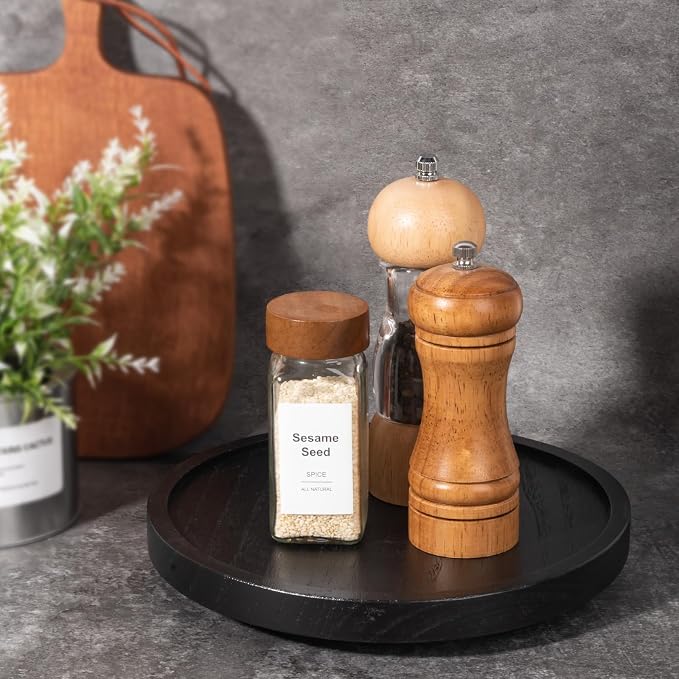 Wood Lazy Susan Organizer Kitchen Turntable - Image 2