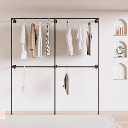 Industrial Pipe Clothing Rack, Heavy Duty Wall Mounted Clothes Rack, Retail - Image 8