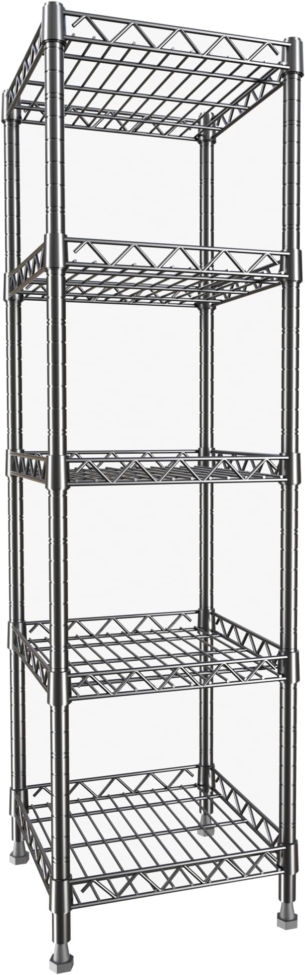 GIOTORENT 5 Tier Standing Shelving Metal Units, Adjustable Height Wire Shelf - Image 9