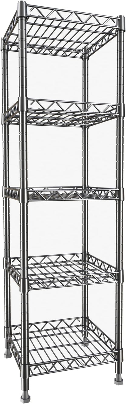 GIOTORENT 5 Tier Standing Shelving Metal Units, Adjustable Height Wire Shelf - Image 9