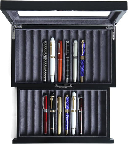 Wood Pen Display case 24 Slot Fountain Pen Box Storage Organizer by Besforu