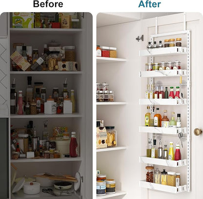 bukfen Over the Door Pantry Organizer, 6-Tier Adjustable Basket Kitchen Pantry - Image 5