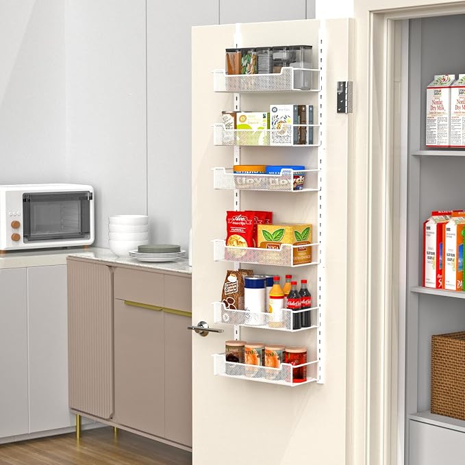 12.3" W Narrow Over the Door Pantry Organizer, 6-Tier Over the Door Organizer - Image 6