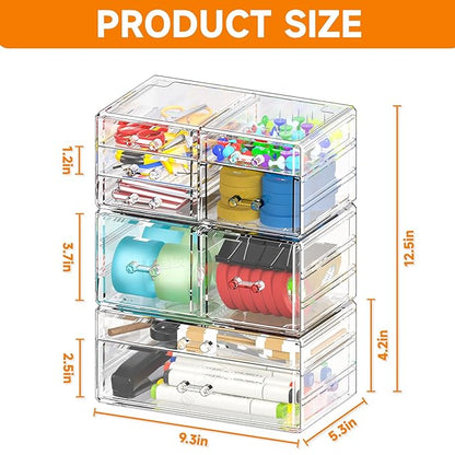 Cq acrylic Clear Stackable Storage Drawers, Plastic Makeup Organizer and - Image 3