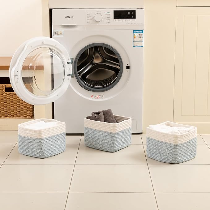 OIAHOMY 9”x9”x7” Storage Cubes, Cotton Rope Woven Baskets - Image 5