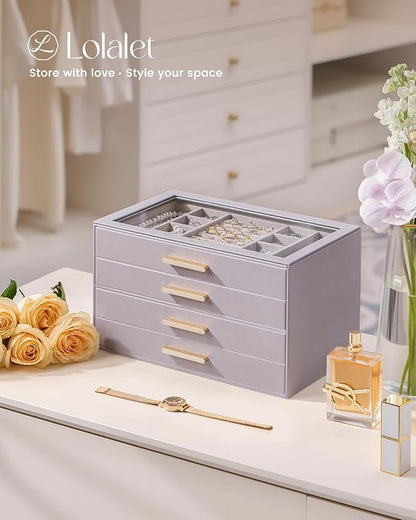Lolalet Jewelry Box Organizer, 4-Layer Jewelry Organizers and Storage Case - Image 4