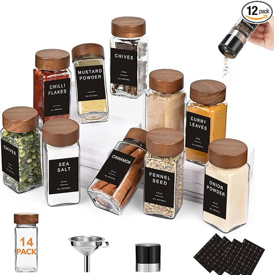 Yangbaga 14Pcs Glass Spice Jars by Hanber