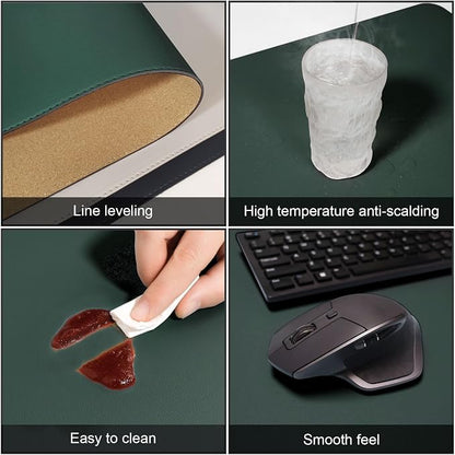 DAWNTREES Dark Green Desk Mat, Leather Desk Pad, Cork Desk Mat Protector - Image 4