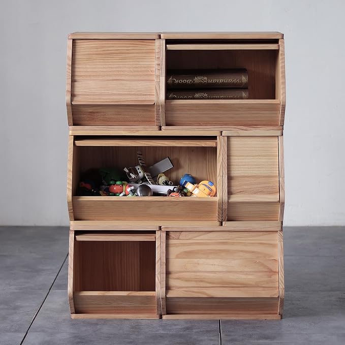 Stackable Solid Wood Storage Chests, Bins - Image 4