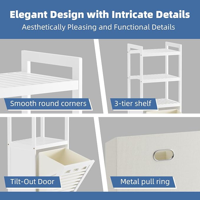 HITNET Bamboo Tilt Out Hamper, Bathroom Laundry Cabinet - Image 6