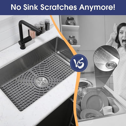 Silicone Sink Protector 28"x15" Center Drain Hole, Heat Resistant Non-slip - Image 3
