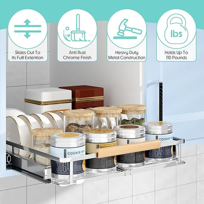 2Pack Expandable Pull Out Cabinet Organizer, Adjustable Width:23.2~39.9''W x - Image 4