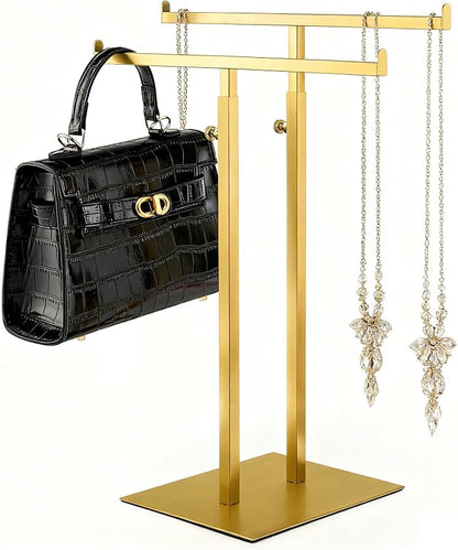 Purse Display Stand Jewelry Towers, Double T-Shaped Tabletop Stainless Steel by CHAWTALIONDisplay