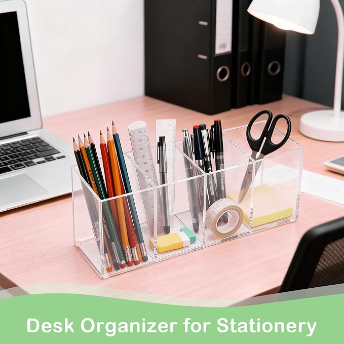 Clear Acrylic 4-Compartment Organizer Box, Large – Handcrafted, Eco-Friendly - Image 4