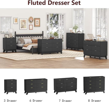Fluted Dresser for Bedroom, 6 Drawer Dresser for Closet, Storage Cabinet and - Image 9