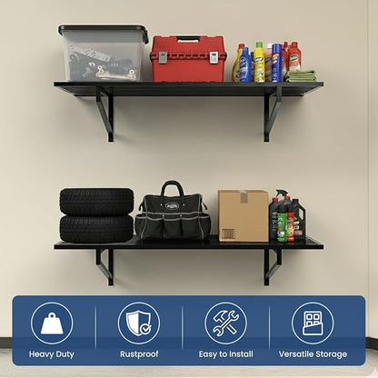 2-Pack Garage Wall Shelves, 500 lbs Capacity, Steel Garage Organization Shelving - Image 4